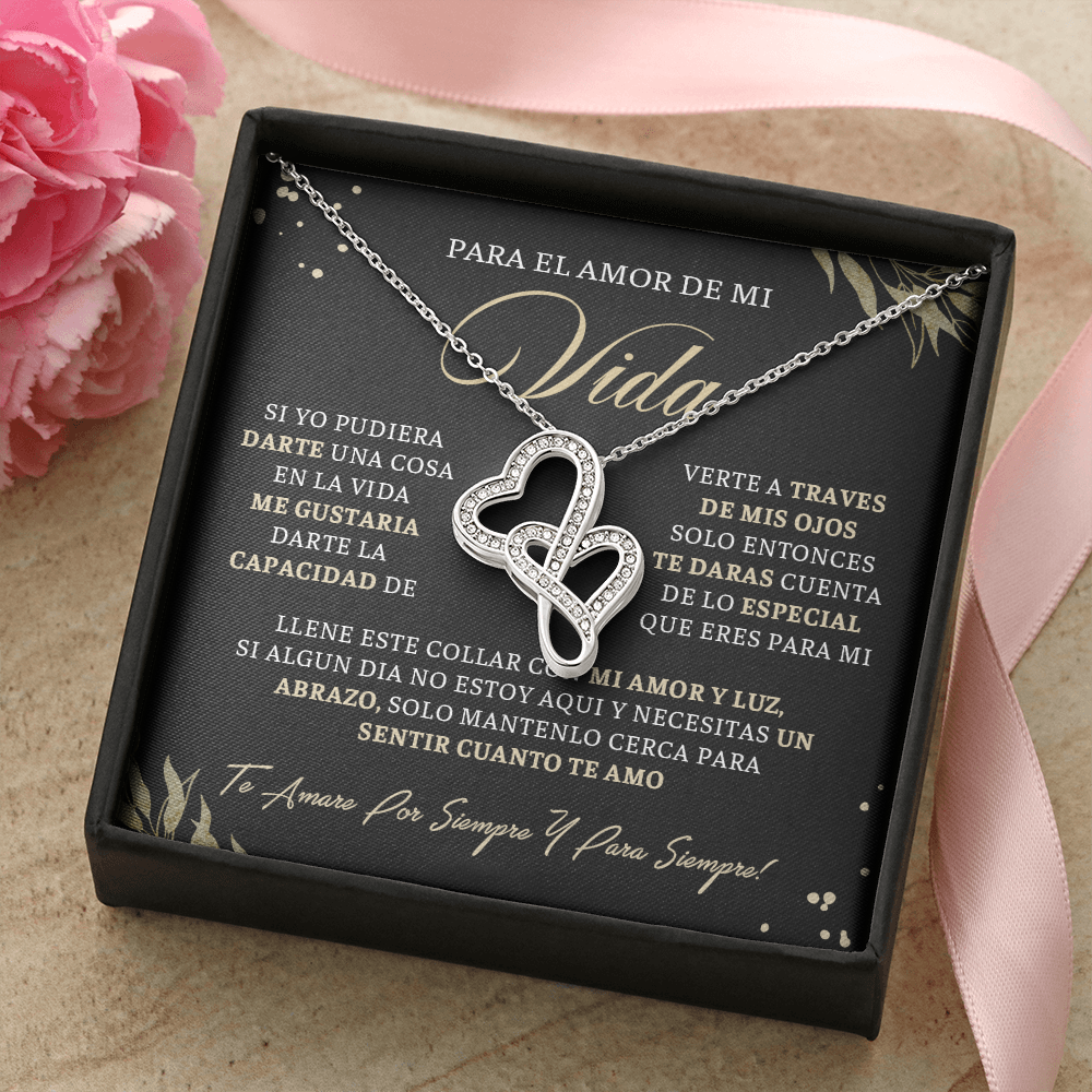 Para El Amor De Mi Vida Cadena En Espanol, Regalos Para 14 De Febrero Para Mujer - Double Heart - VIDA_BR3_T3_2