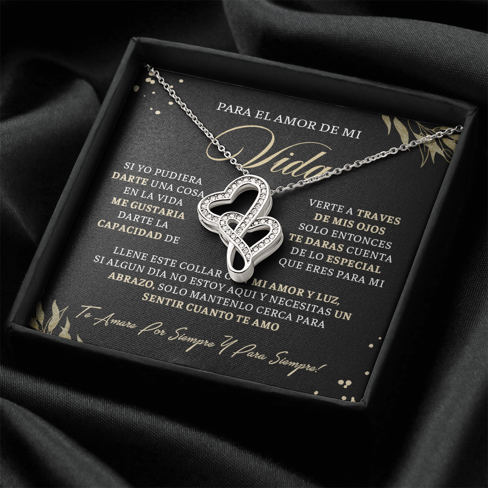 Para El Amor De Mi Vida Cadena En Espanol, Regalos Para 14 De Febrero Para Mujer - Double Heart - VIDA_BR3_T3_2