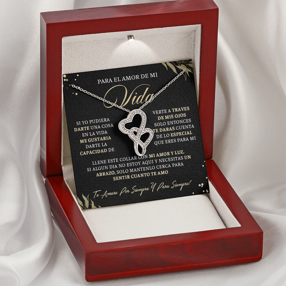 Para El Amor De Mi Vida Cadena En Espanol, Regalos Para 14 De Febrero Para Mujer - Double Heart - VIDA_BR3_T3_2
