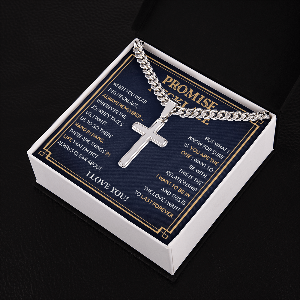 Boyfriend Promise Necklace, Personalized Cross Necklace For Men, Cross Necklace For Boyfriend - BR5-JULY2-PRONE-1