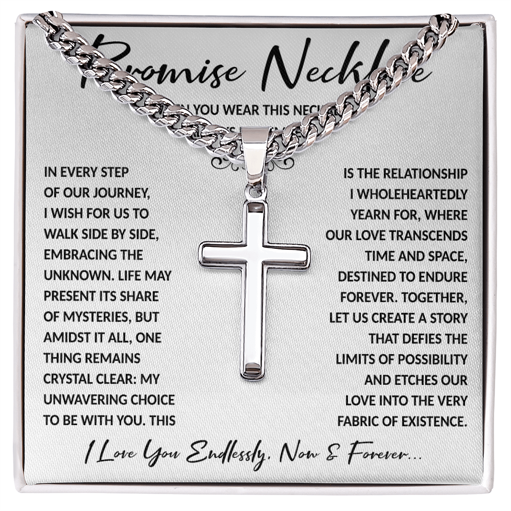 Mens Promise Necklace, Promise For Him, Promise Necklace For Couples - CB CROSS - BR5-JULY2-PRONE-3