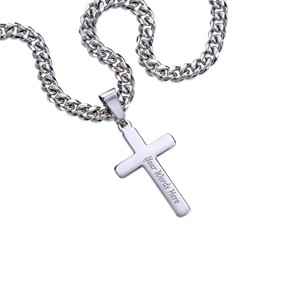 Boyfriend Promise Necklace, Personalized Cross Necklace For Men, Cross Necklace For Boyfriend - BR5-JULY2-PRONE-1