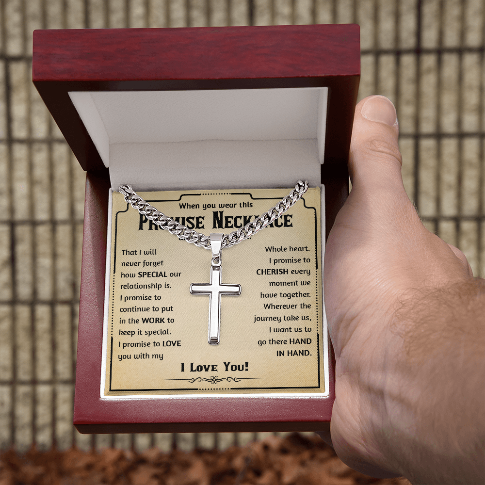 Promise Necklace Men, Promise Cross Necklace For Him, Cross Necklace For Son From Mom, Promise Necklace For Him Gold - BR5-JULY2-PRONE-4