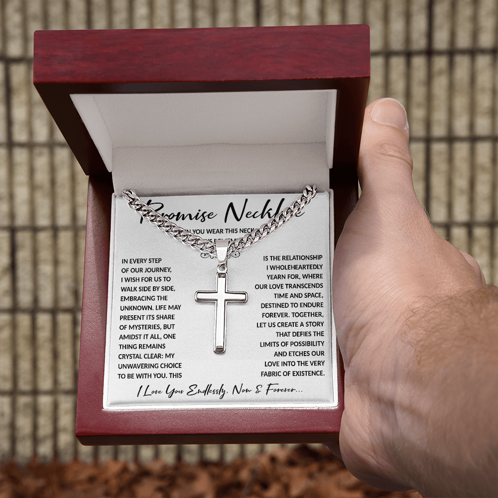 Mens Promise Necklace, Promise For Him, Promise Necklace For Couples - CB CROSS - BR5-JULY2-PRONE-3
