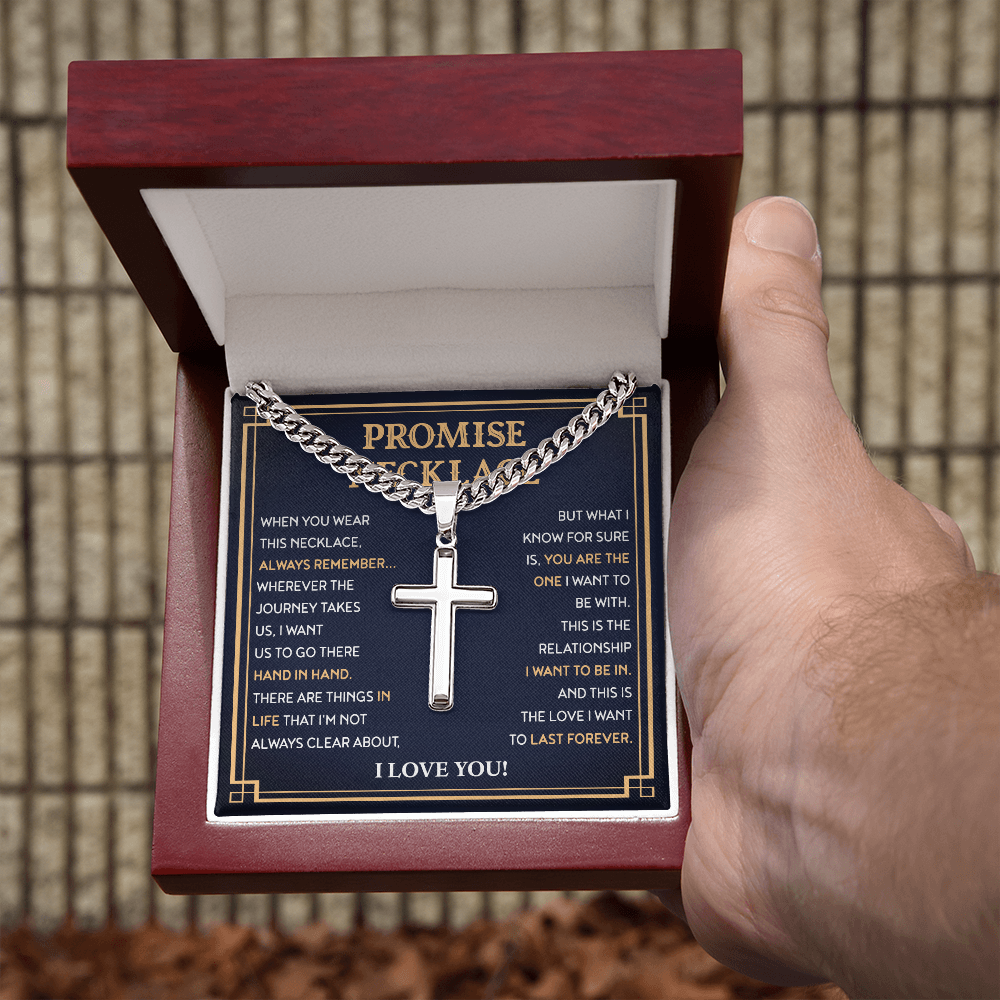 Boyfriend Promise Necklace, Personalized Cross Necklace For Men, Cross Necklace For Boyfriend - BR5-JULY2-PRONE-1