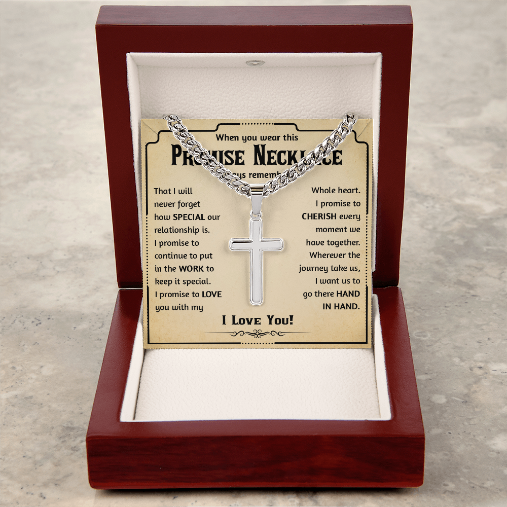 Promise Necklace Men, Promise Cross Necklace For Him, Cross Necklace For Son From Mom, Promise Necklace For Him Gold - BR5-JULY2-PRONE-4