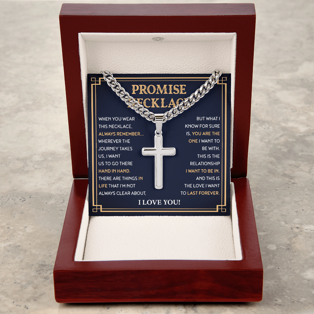 Boyfriend Promise Necklace, Personalized Cross Necklace For Men, Cross Necklace For Boyfriend - BR5-JULY2-PRONE-1