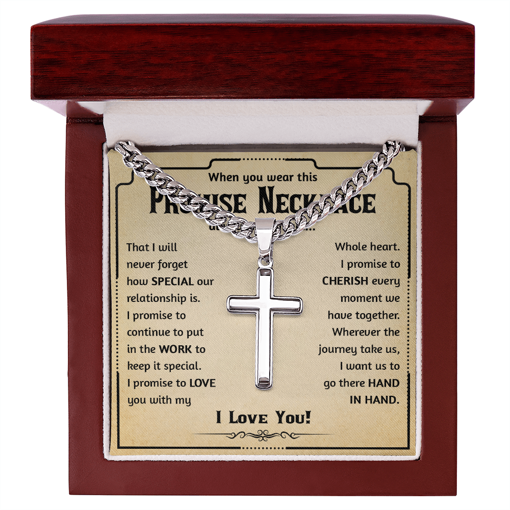 Promise Necklace Men, Promise Cross Necklace For Him, Cross Necklace For Son From Mom, Promise Necklace For Him Gold - BR5-JULY2-PRONE-4