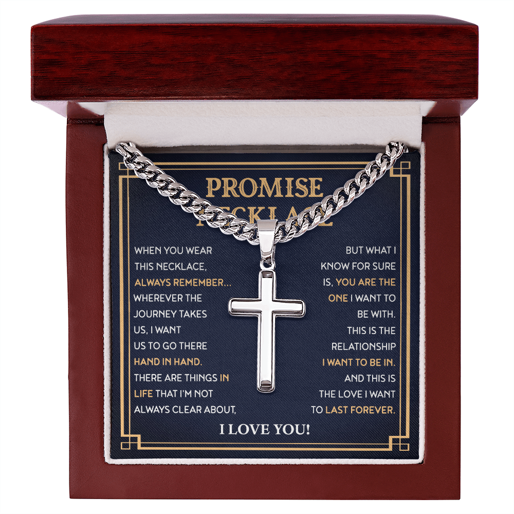 Boyfriend Promise Necklace, Personalized Cross Necklace For Men, Cross Necklace For Boyfriend - BR5-JULY2-PRONE-1