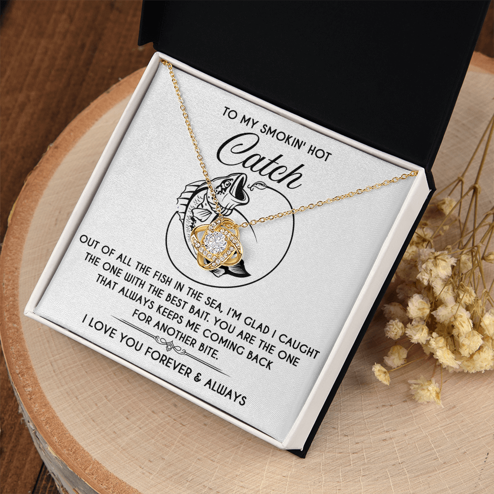 To My Smokin' Hot Catch Necklace, Soulmate Necklace For Her, Valentine Card For Wife Romantic, Best Valentine Gift For Wife, Valentine Day For Wife