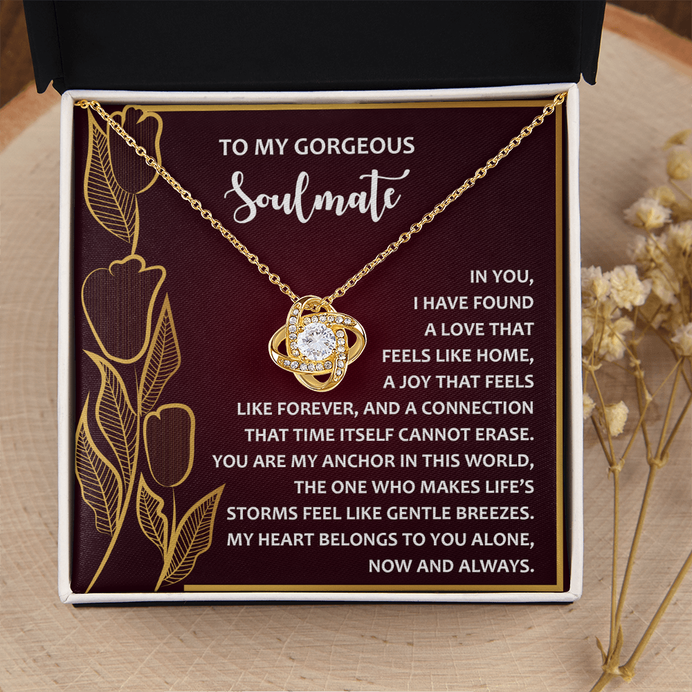 To My Gorgeous Soulmate Necklace, Sterling Silver Necklace For Girlfriend, Valentine Gift For Wife From Husband, Necklace For Girlfriend Gold
