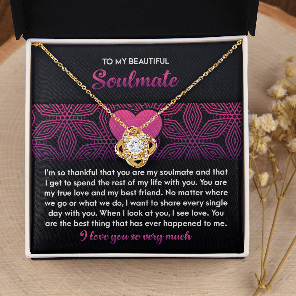 To My Beautiful Soulmate Necklace, Valentine Jewelry For Women, Valentine Gift For My Wife, Unique Valentine Gifts For Her, Valentine For Her Gift