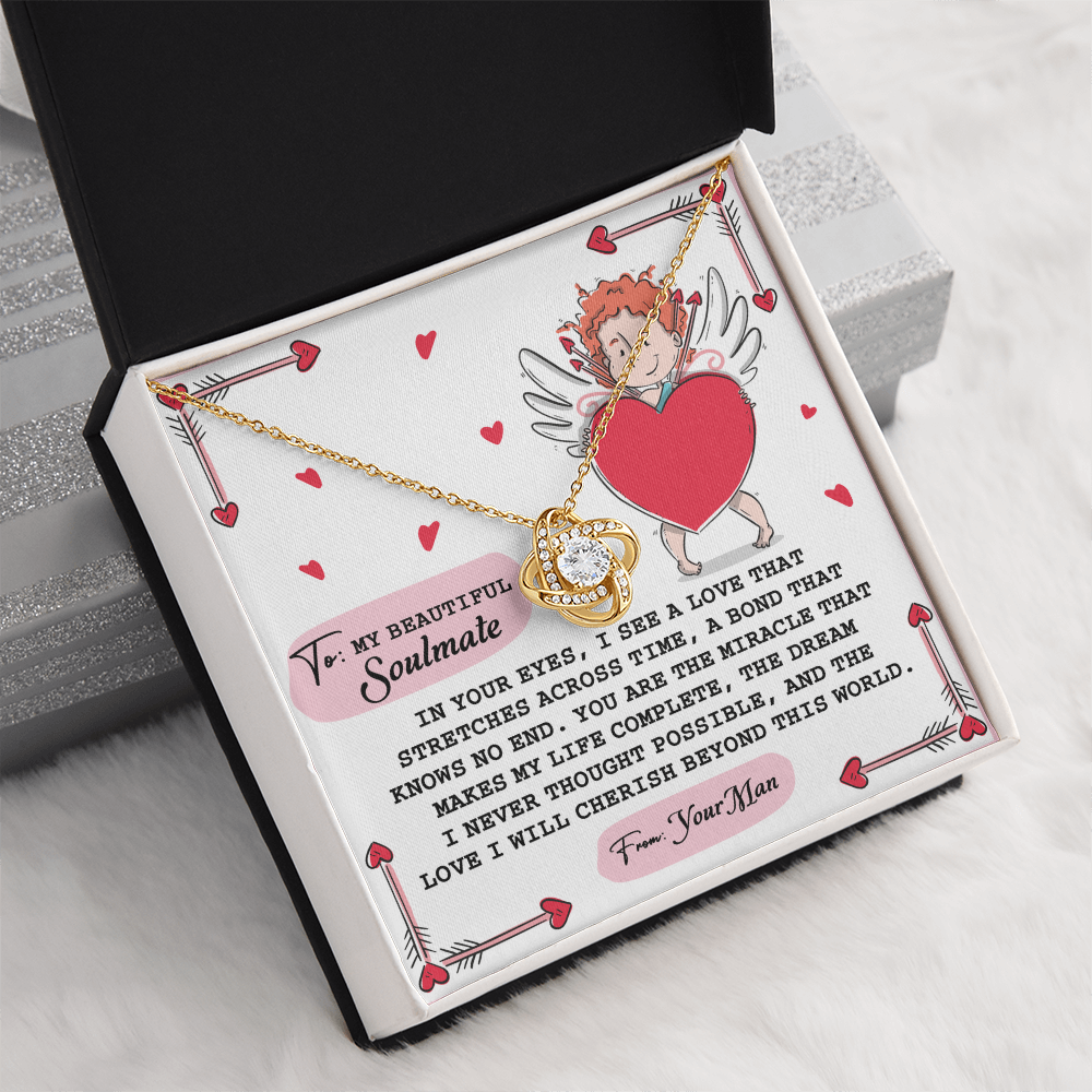 To My Beautiful Soulmate Necklace, Gifts For The Girlfriend, Soulmate Necklace For Her, Valentine Card For Wife Romantic, To My Girlfriend Necklace