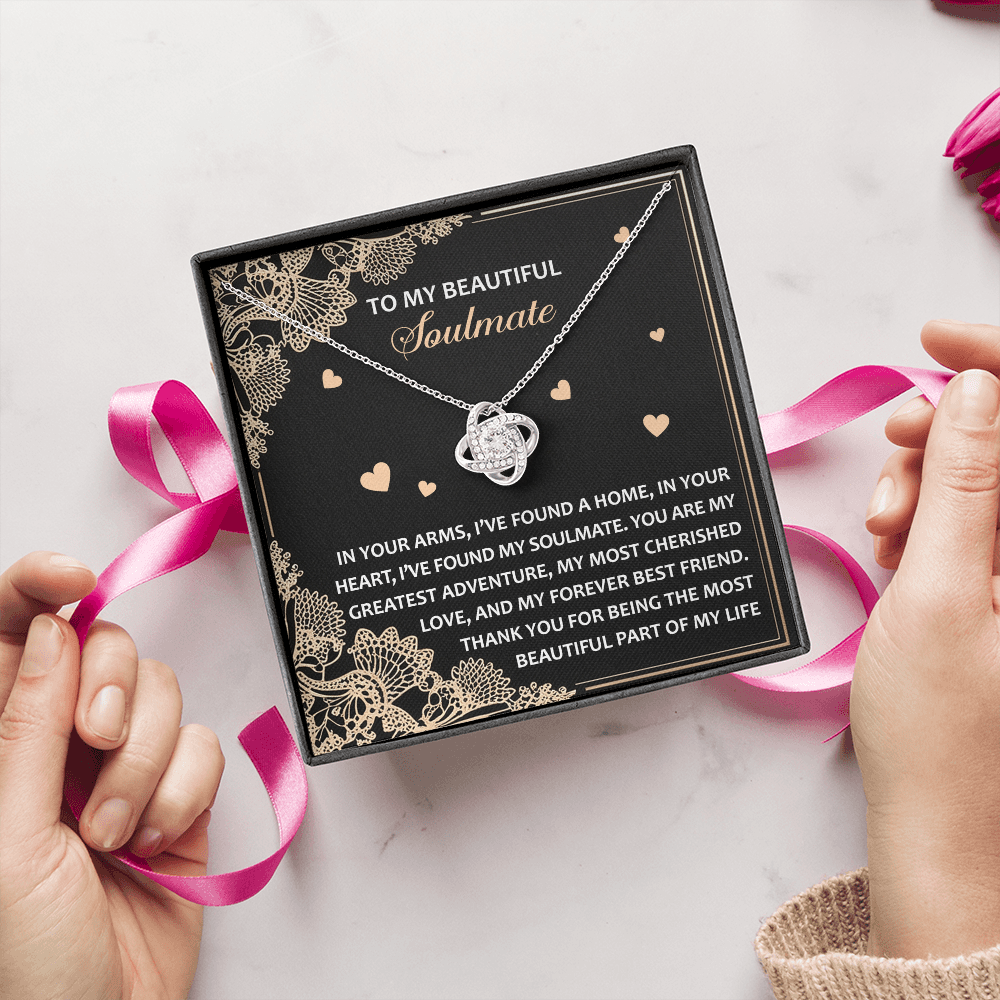 To My Beautiful Soulmate Necklace, Anniversary Gifts For Women Girlfriend, Valentine Gift For Wife, Valentine's Day Necklace For Her