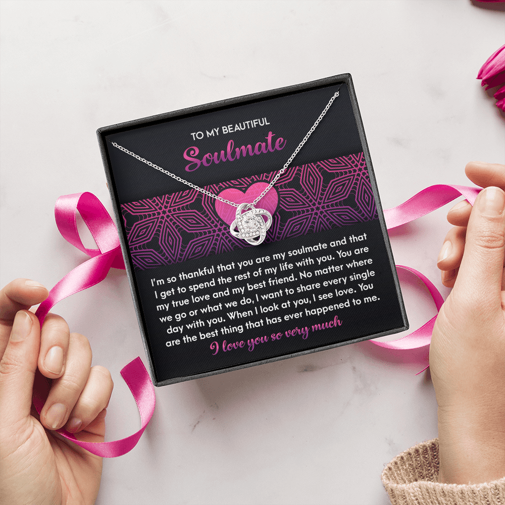 To My Beautiful Soulmate Necklace, Valentine Jewelry For Women, Valentine Gift For My Wife, Unique Valentine Gifts For Her, Valentine For Her Gift