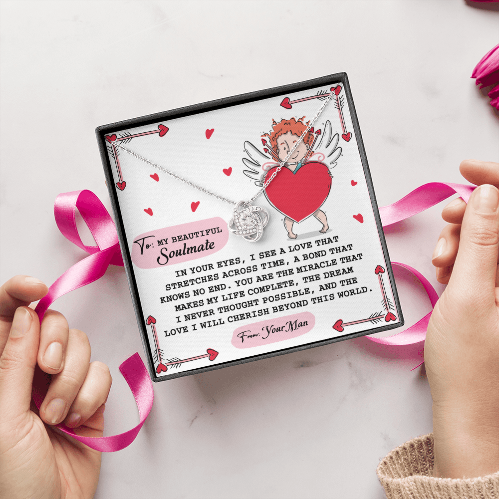 To My Beautiful Soulmate Necklace, Gifts For The Girlfriend, Soulmate Necklace For Her, Valentine Card For Wife Romantic, To My Girlfriend Necklace