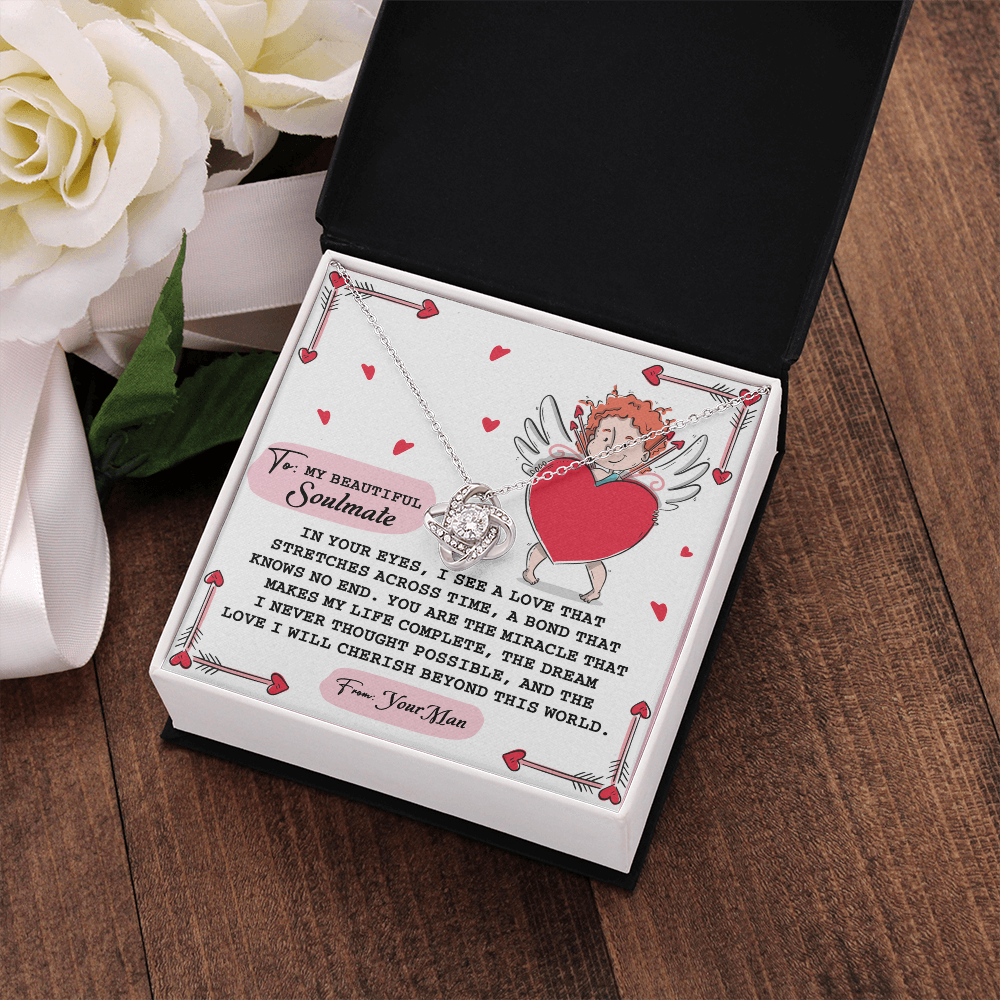 To My Beautiful Soulmate Necklace, Gifts For The Girlfriend, Soulmate Necklace For Her, Valentine Card For Wife Romantic, To My Girlfriend Necklace