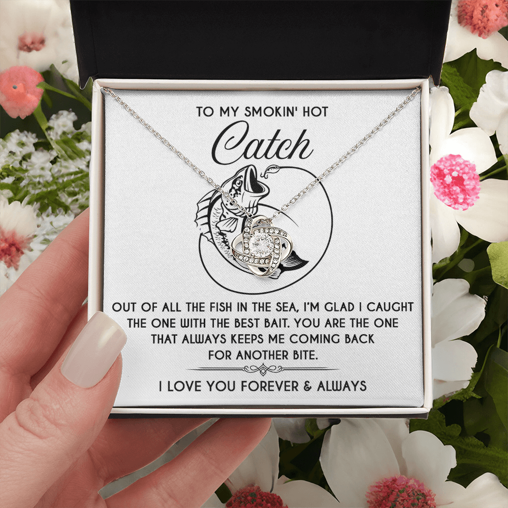 To My Smokin' Hot Catch Necklace, Soulmate Necklace For Her, Valentine Card For Wife Romantic, Best Valentine Gift For Wife, Valentine Day For Wife