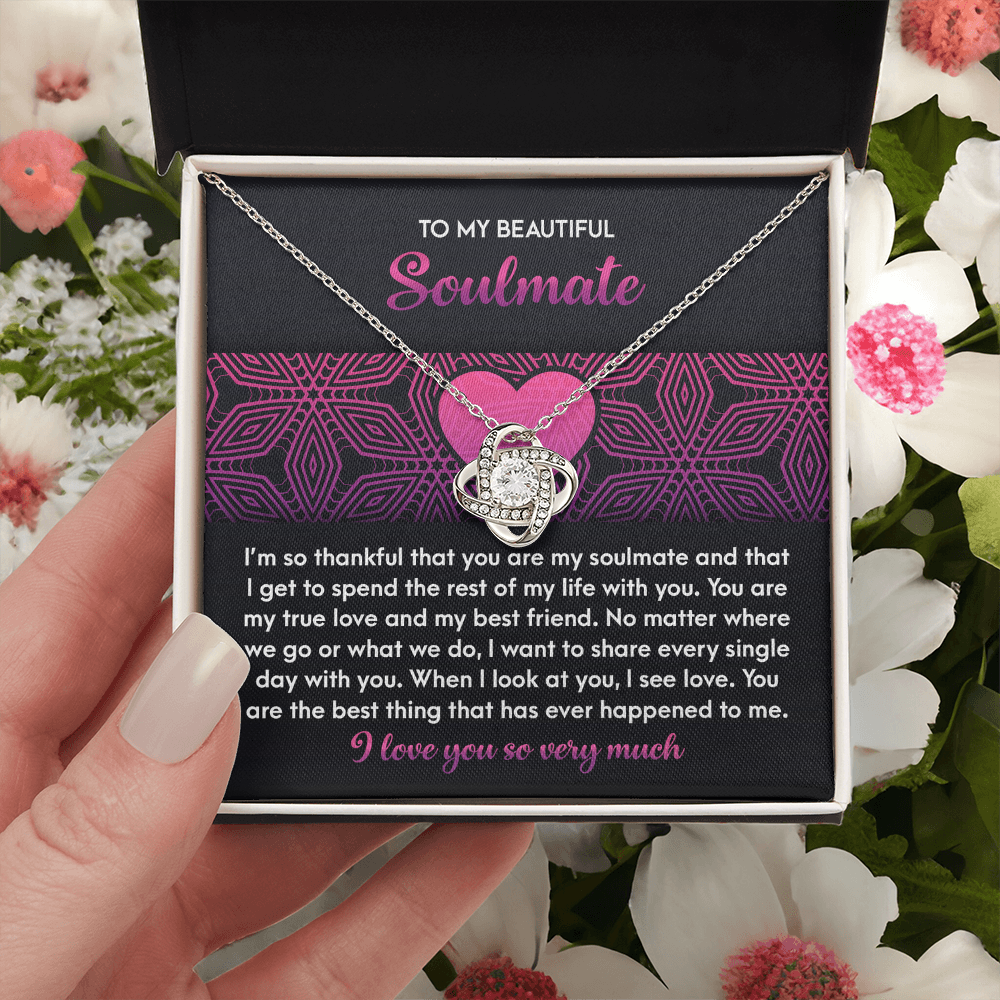 To My Beautiful Soulmate Necklace, Valentine Jewelry For Women, Valentine Gift For My Wife, Unique Valentine Gifts For Her, Valentine For Her Gift