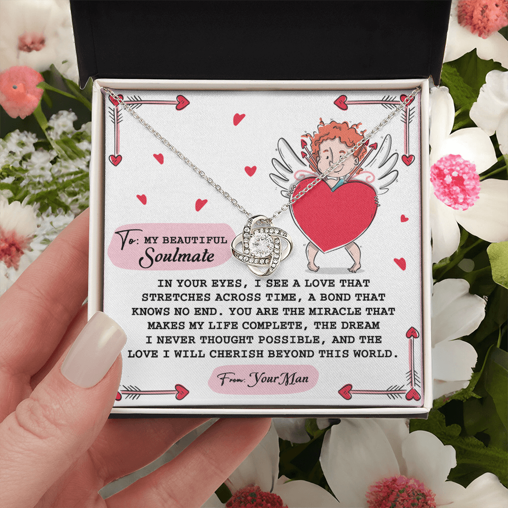 To My Beautiful Soulmate Necklace, Gifts For The Girlfriend, Soulmate Necklace For Her, Valentine Card For Wife Romantic, To My Girlfriend Necklace