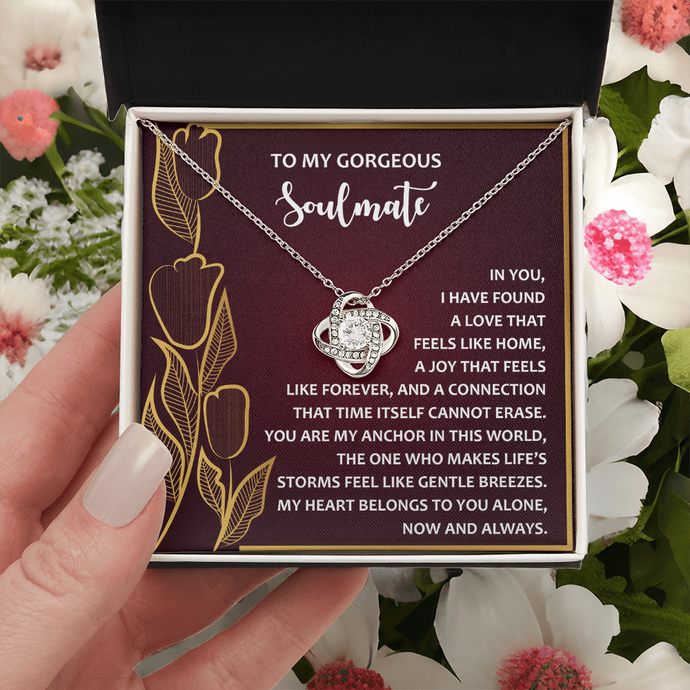 To My Gorgeous Soulmate Necklace, Sterling Silver Necklace For Girlfriend, Valentine Gift For Wife From Husband, Necklace For Girlfriend Gold