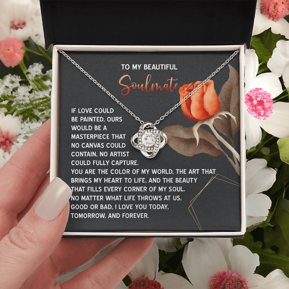 To My Beautiful Soulmate Necklace, Birthdays Gifts For Girlfriend, Valentine's Day Gifts, Romantic Valentine's Day Gift, Gold Necklace For Girlfriend