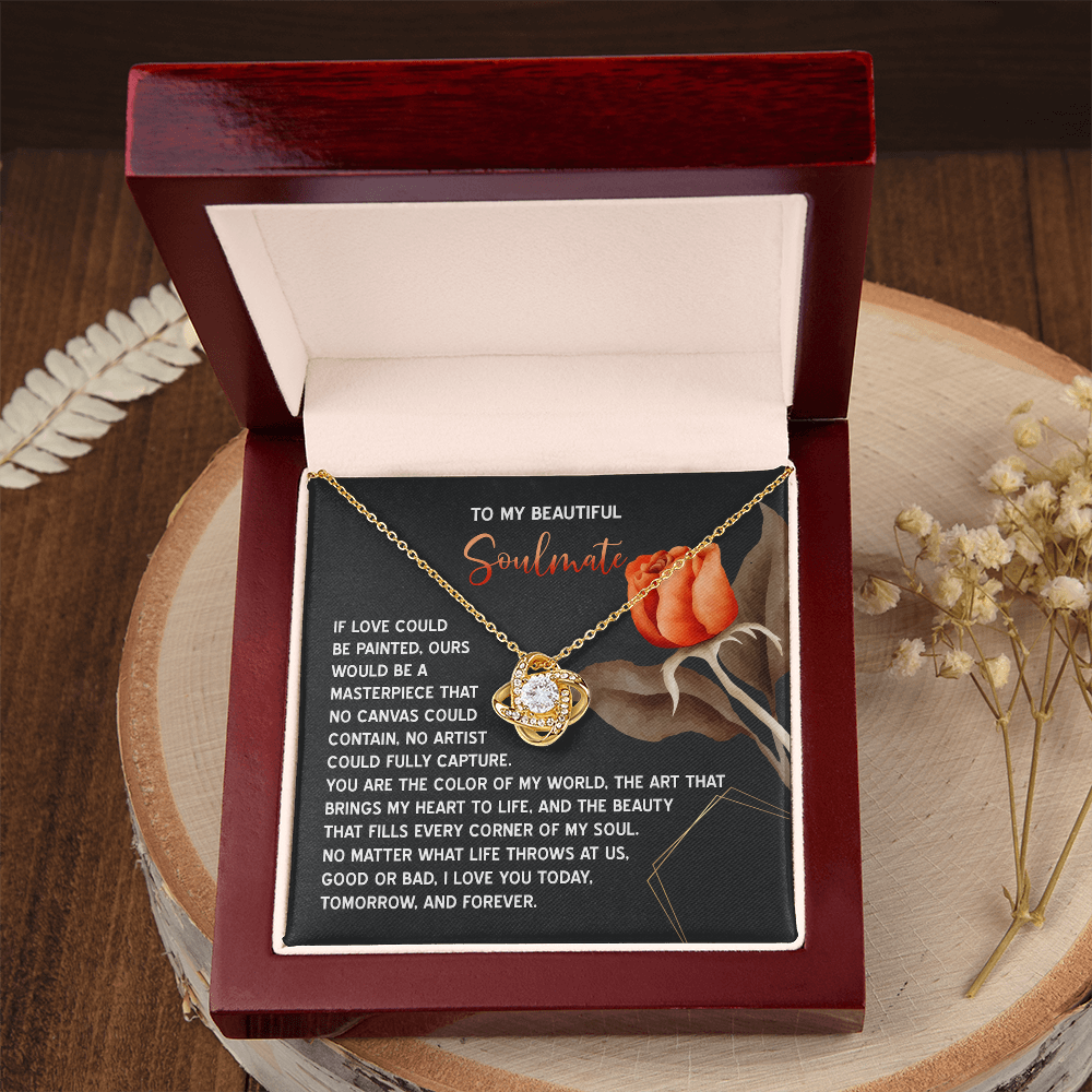 To My Beautiful Soulmate Necklace, Birthdays Gifts For Girlfriend, Valentine's Day Gifts, Romantic Valentine's Day Gift, Gold Necklace For Girlfriend