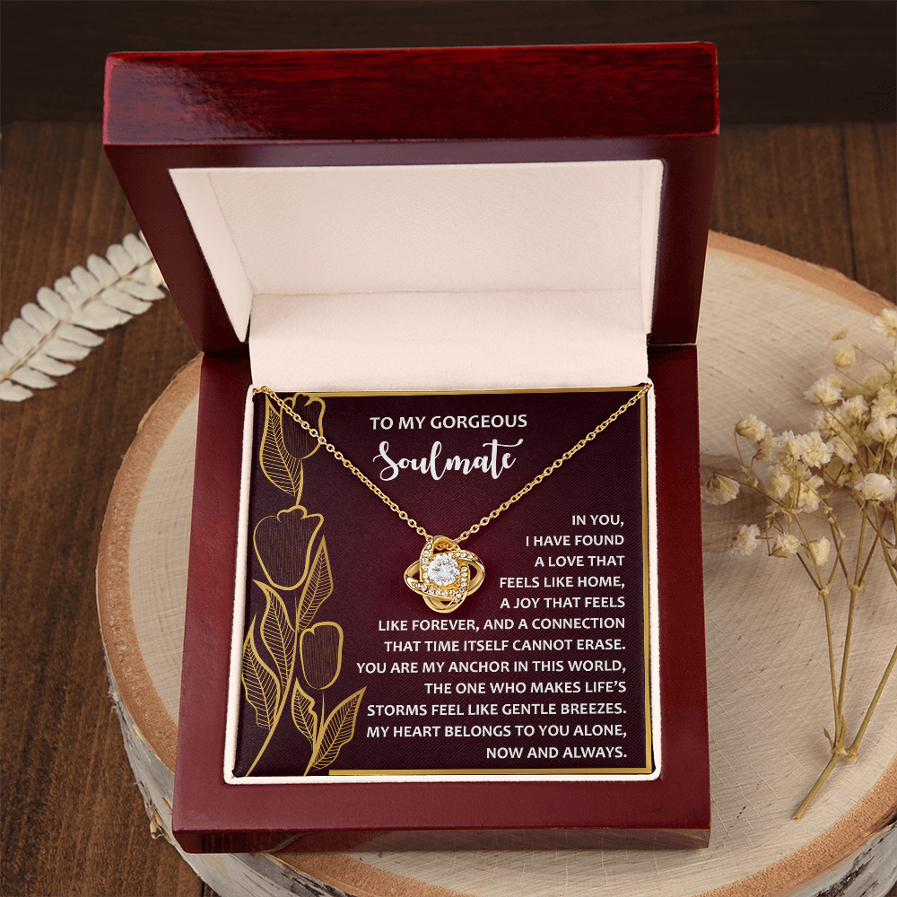 To My Gorgeous Soulmate Necklace, Sterling Silver Necklace For Girlfriend, Valentine Gift For Wife From Husband, Necklace For Girlfriend Gold