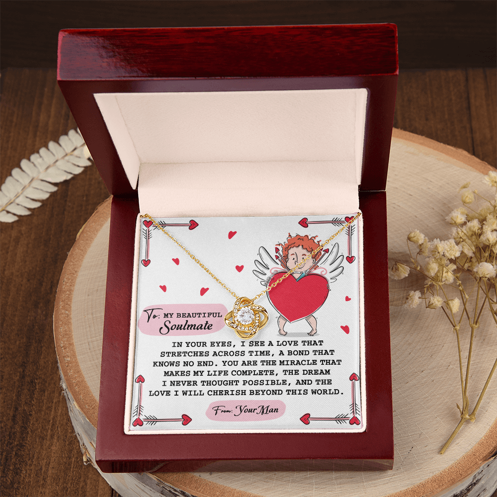 To My Beautiful Soulmate Necklace, Gifts For The Girlfriend, Soulmate Necklace For Her, Valentine Card For Wife Romantic, To My Girlfriend Necklace