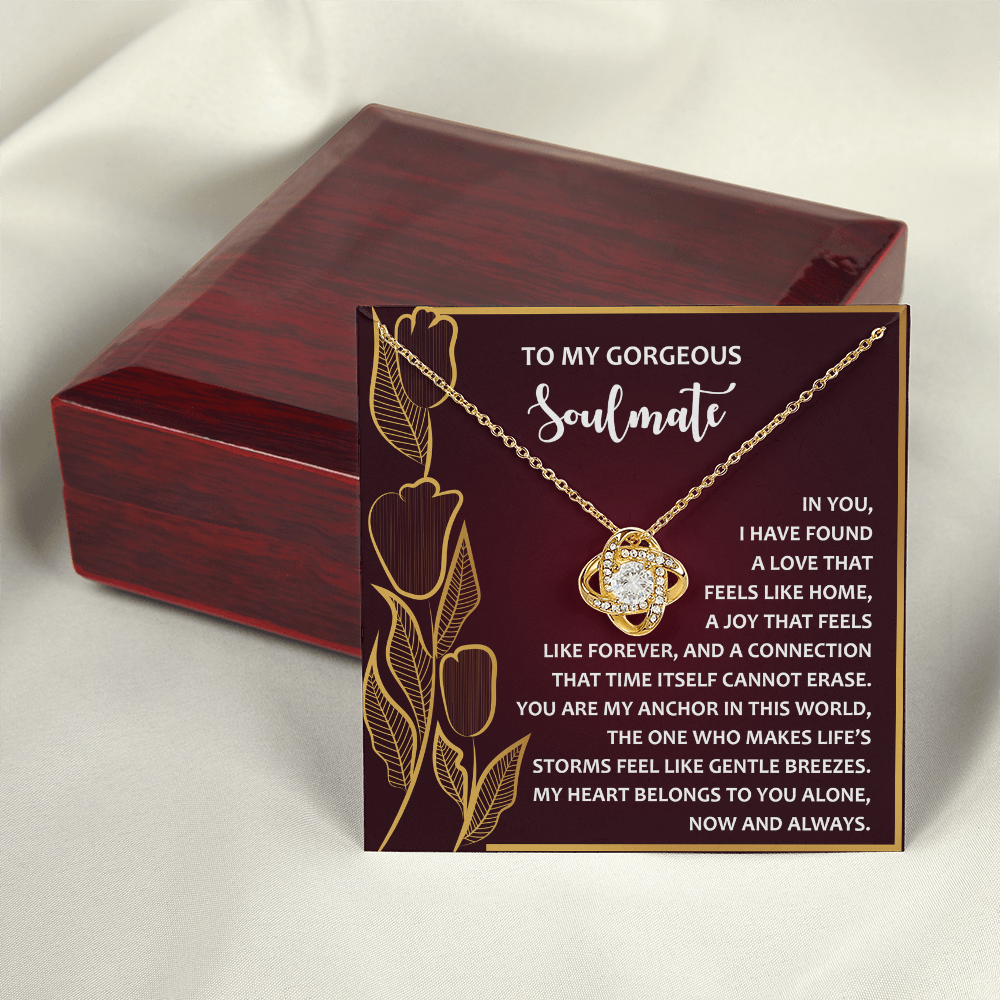 To My Gorgeous Soulmate Necklace, Sterling Silver Necklace For Girlfriend, Valentine Gift For Wife From Husband, Necklace For Girlfriend Gold