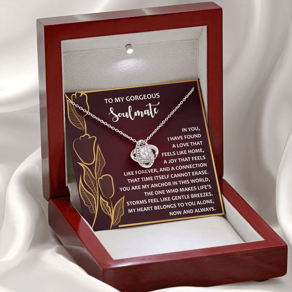 To My Gorgeous Soulmate Necklace, Sterling Silver Necklace For Girlfriend, Valentine Gift For Wife From Husband, Necklace For Girlfriend Gold