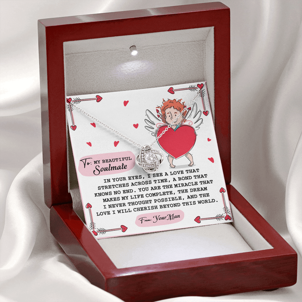 To My Beautiful Soulmate Necklace, Gifts For The Girlfriend, Soulmate Necklace For Her, Valentine Card For Wife Romantic, To My Girlfriend Necklace