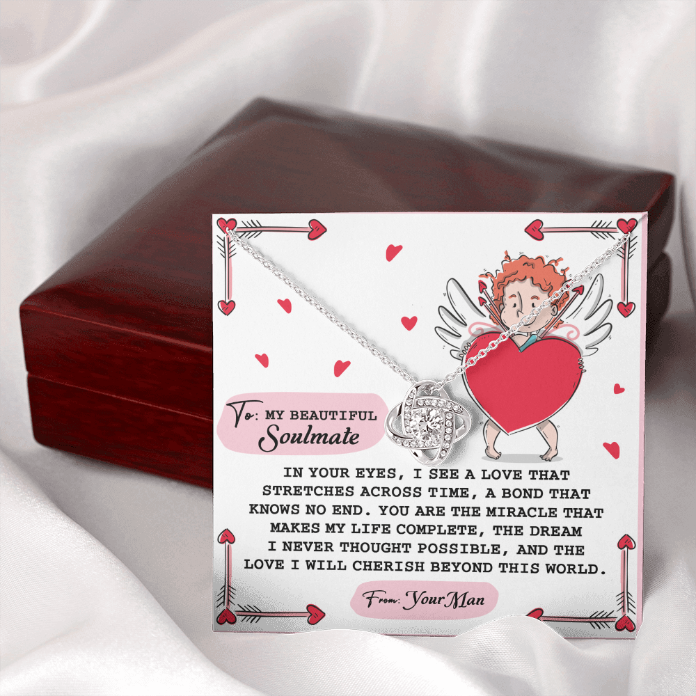 To My Beautiful Soulmate Necklace, Gifts For The Girlfriend, Soulmate Necklace For Her, Valentine Card For Wife Romantic, To My Girlfriend Necklace
