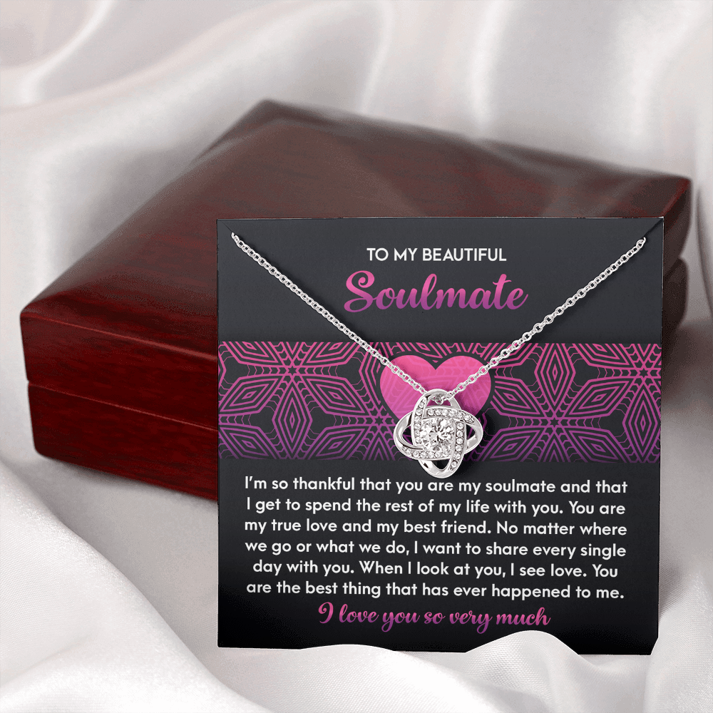 To My Beautiful Soulmate Necklace, Valentine Jewelry For Women, Valentine Gift For My Wife, Unique Valentine Gifts For Her, Valentine For Her Gift