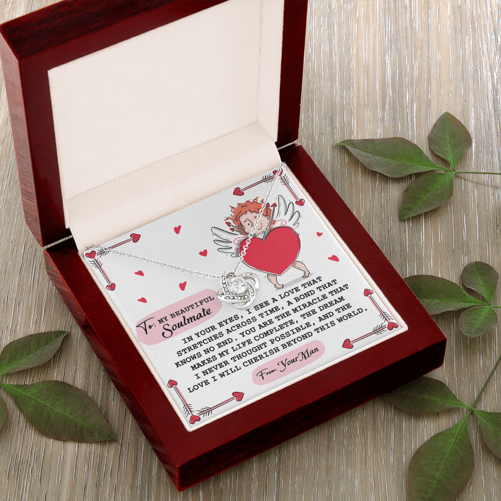 To My Beautiful Soulmate Necklace, Gifts For The Girlfriend, Soulmate Necklace For Her, Valentine Card For Wife Romantic, To My Girlfriend Necklace
