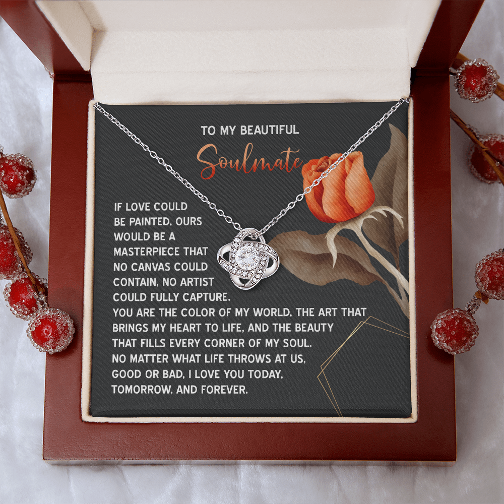 To My Beautiful Soulmate Necklace, Birthdays Gifts For Girlfriend, Valentine's Day Gifts, Romantic Valentine's Day Gift, Gold Necklace For Girlfriend