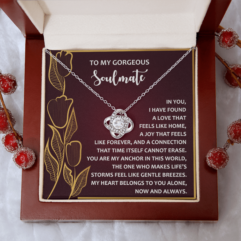 To My Gorgeous Soulmate Necklace, Sterling Silver Necklace For Girlfriend, Valentine Gift For Wife From Husband, Necklace For Girlfriend Gold