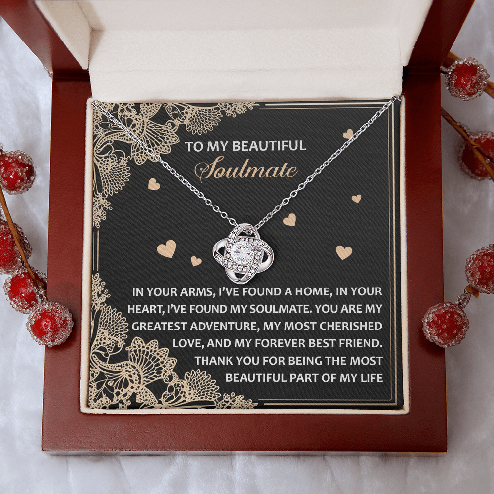 To My Beautiful Soulmate Necklace, Anniversary Gifts For Women Girlfriend, Valentine Gift For Wife, Valentine's Day Necklace For Her