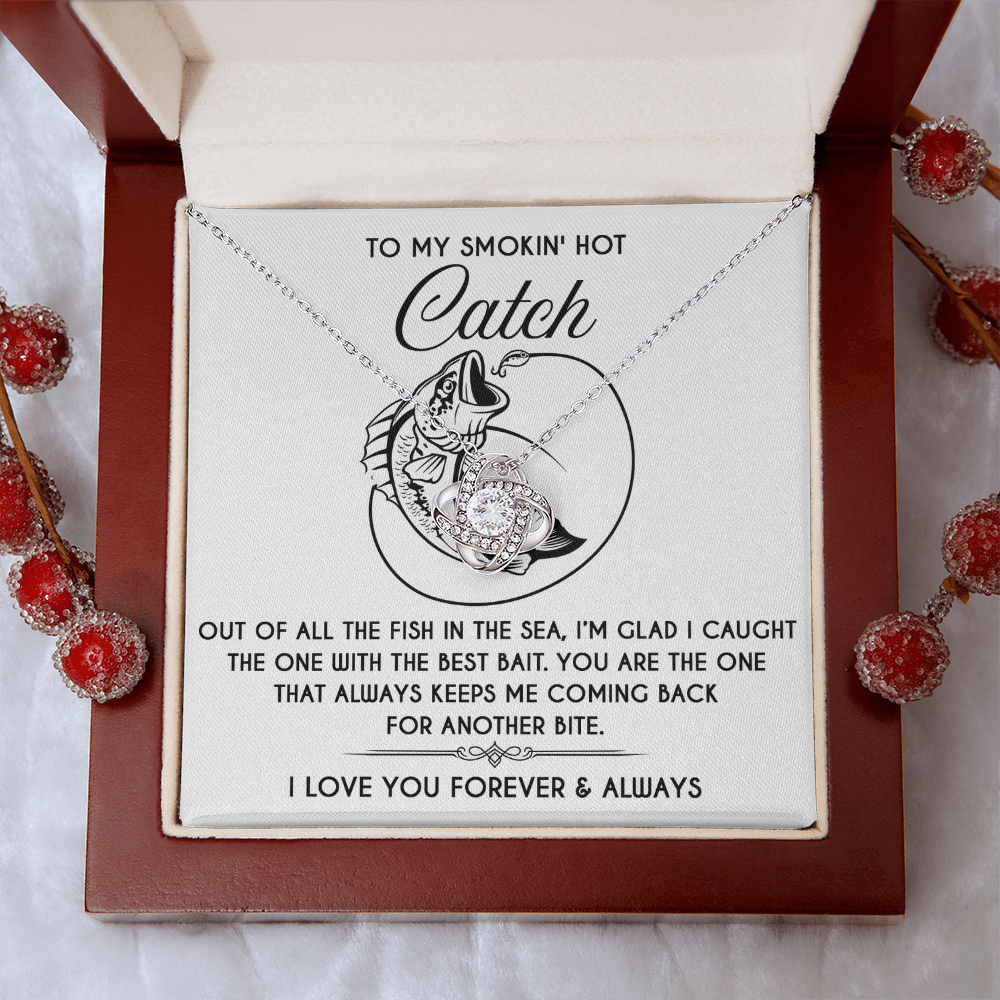 To My Smokin' Hot Catch Necklace, Soulmate Necklace For Her, Valentine Card For Wife Romantic, Best Valentine Gift For Wife, Valentine Day For Wife