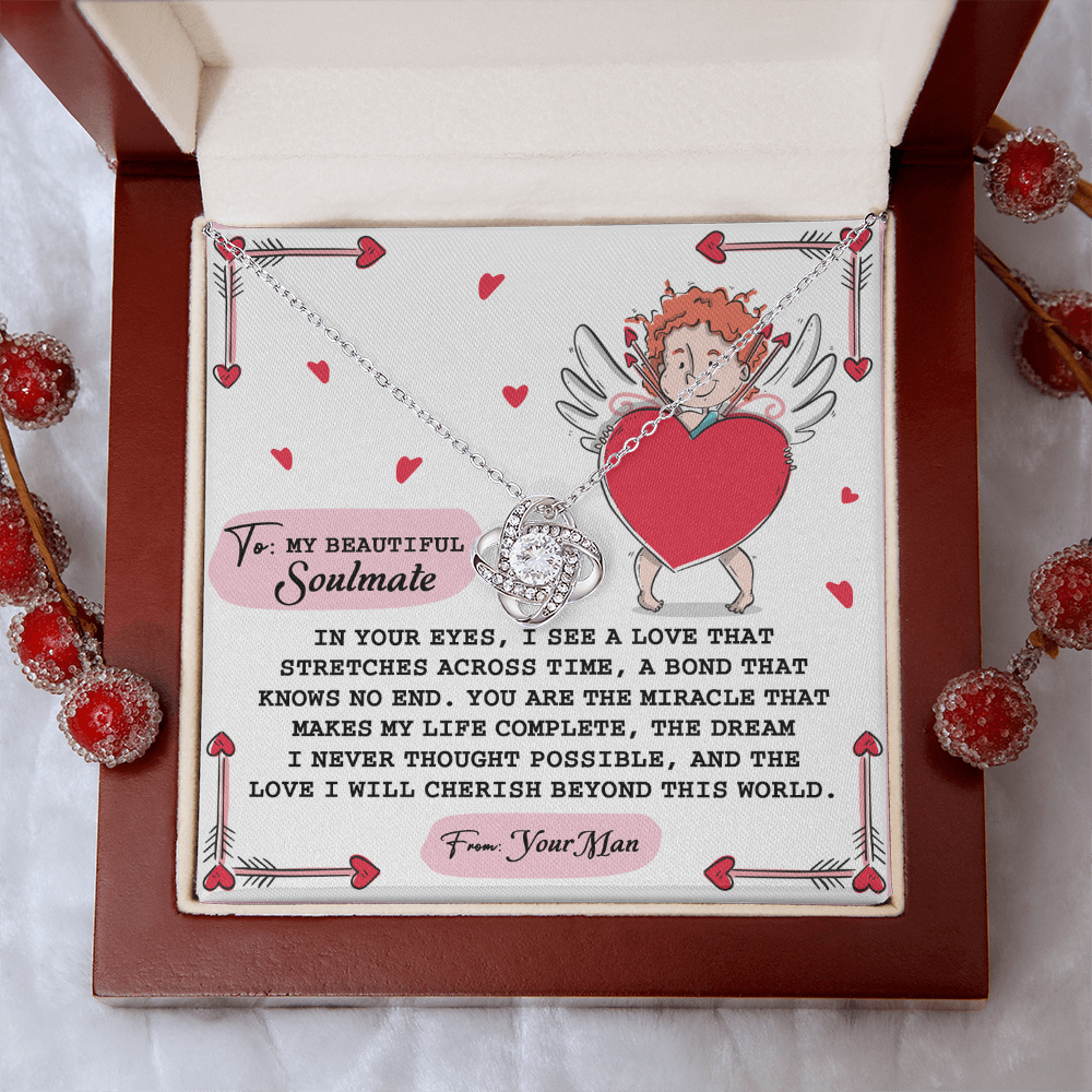 To My Beautiful Soulmate Necklace, Gifts For The Girlfriend, Soulmate Necklace For Her, Valentine Card For Wife Romantic, To My Girlfriend Necklace