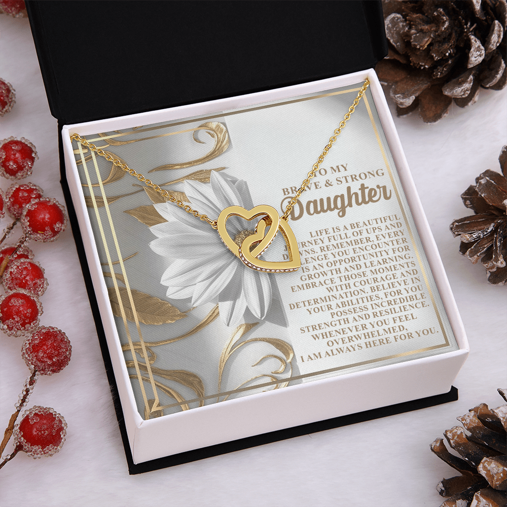 To My Brave & Strong Daughter Necklace, Jewelry For Daughter From Dad, Daughter Gifts From Mom And Dad, For My Daughter Necklace