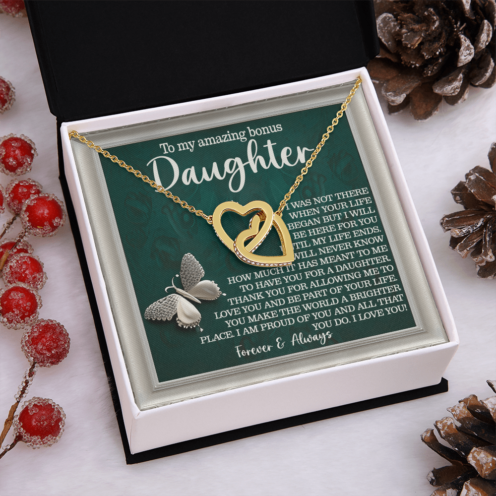 To My Amazing Bonus Daughter Necklace, Daughter Birthday Card From Mom, Birthday Gifts For Adult Daughter, Daughter Gifts From Mom Unique