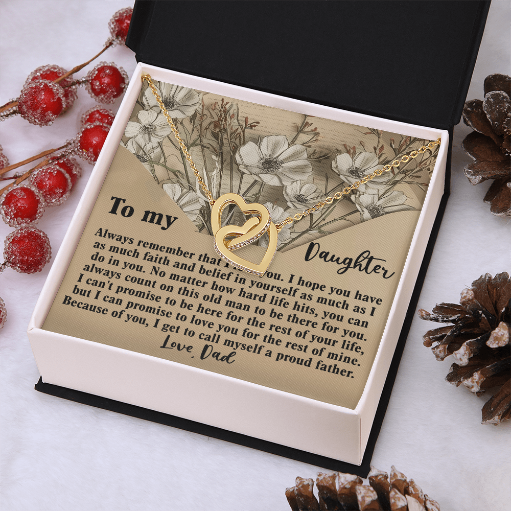 To My Daughter Necklace, Necklace For Daughter From Dad, Father Daughter Necklace Gold, Daddy Loves You Daughter Gift