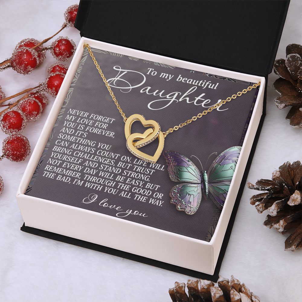 To My Beautiful Daughter Necklace, Daughter Necklace From Daddy Heart, My Daughter Is My Valentine, Father Daughter Gifts Necklace