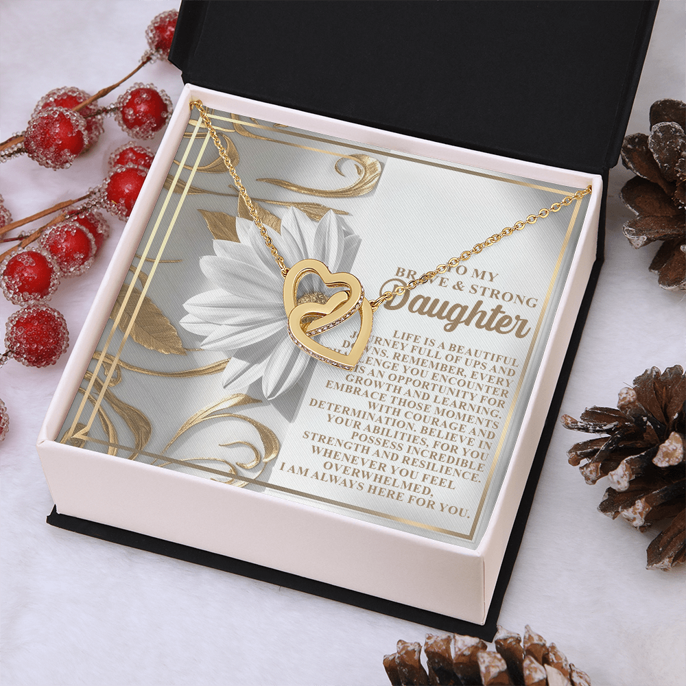 To My Brave & Strong Daughter Necklace, Jewelry For Daughter From Dad, Daughter Gifts From Mom And Dad, For My Daughter Necklace