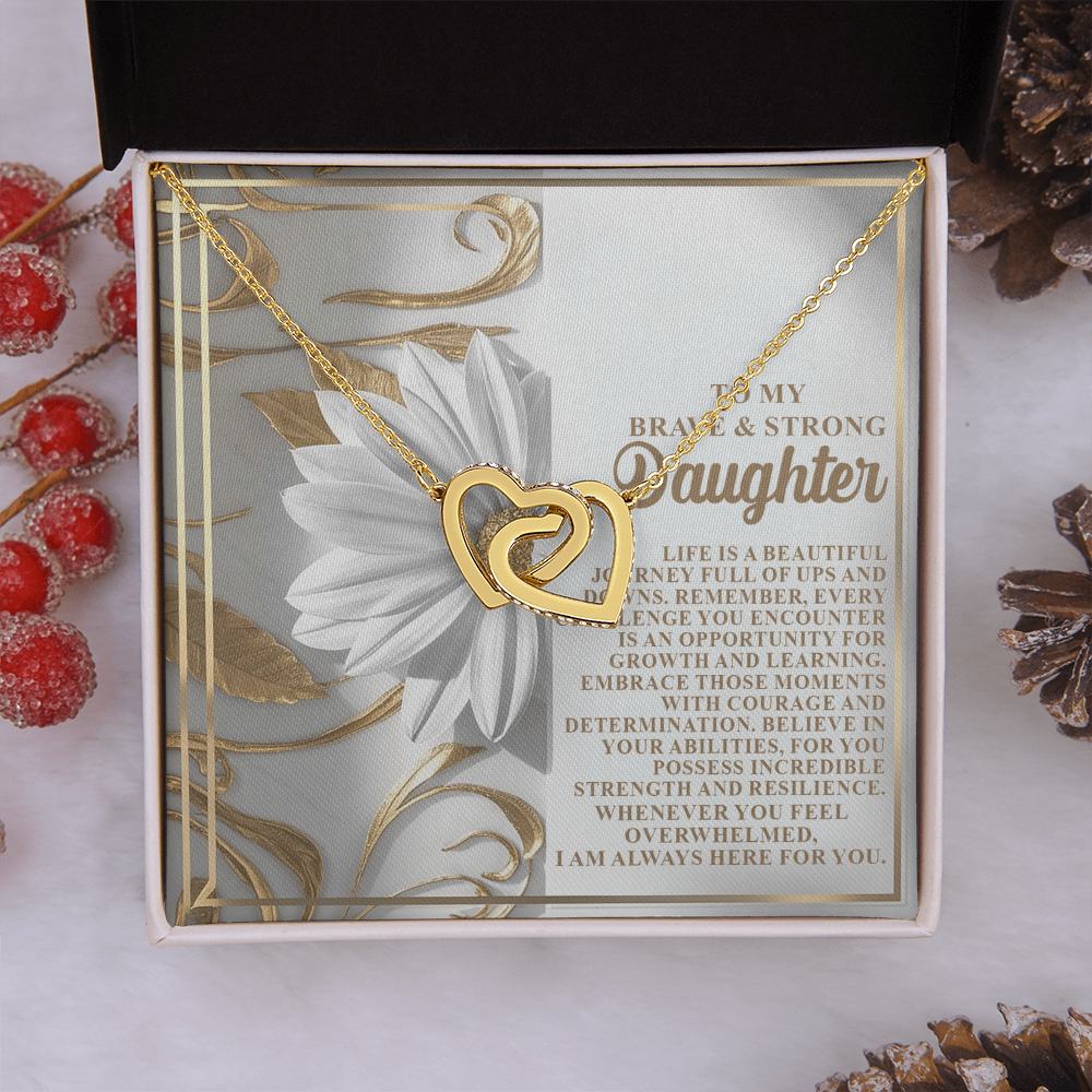 To My Brave & Strong Daughter Necklace, Jewelry For Daughter From Dad, Daughter Gifts From Mom And Dad, For My Daughter Necklace