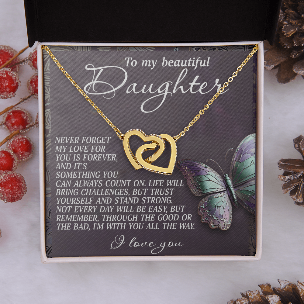 To My Beautiful Daughter Necklace, Daughter Necklace From Daddy Heart, My Daughter Is My Valentine, Father Daughter Gifts Necklace