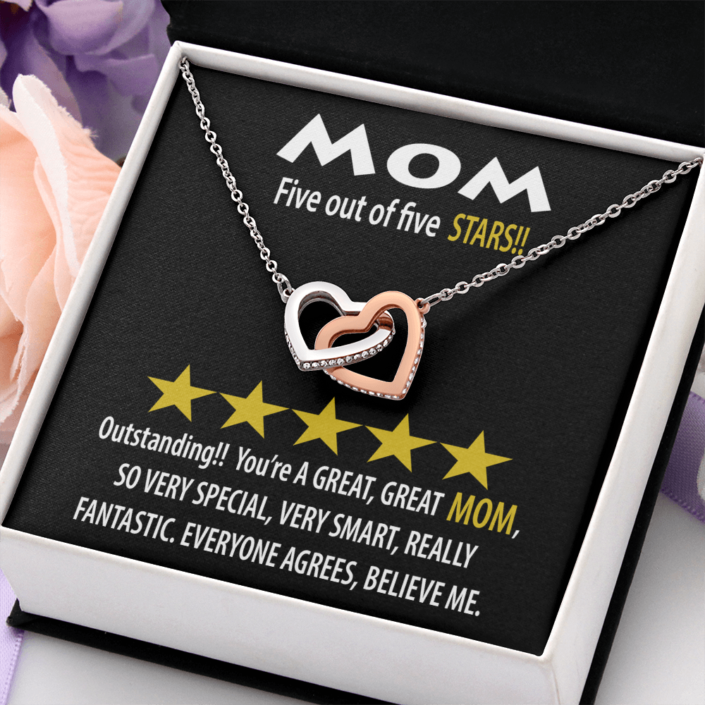 Mom Five Out Of Five Stars Necklace, Mom Birthday Gift From Son, Gift For Mom Spanish, 1st Mothers Day Necklace For New Mom