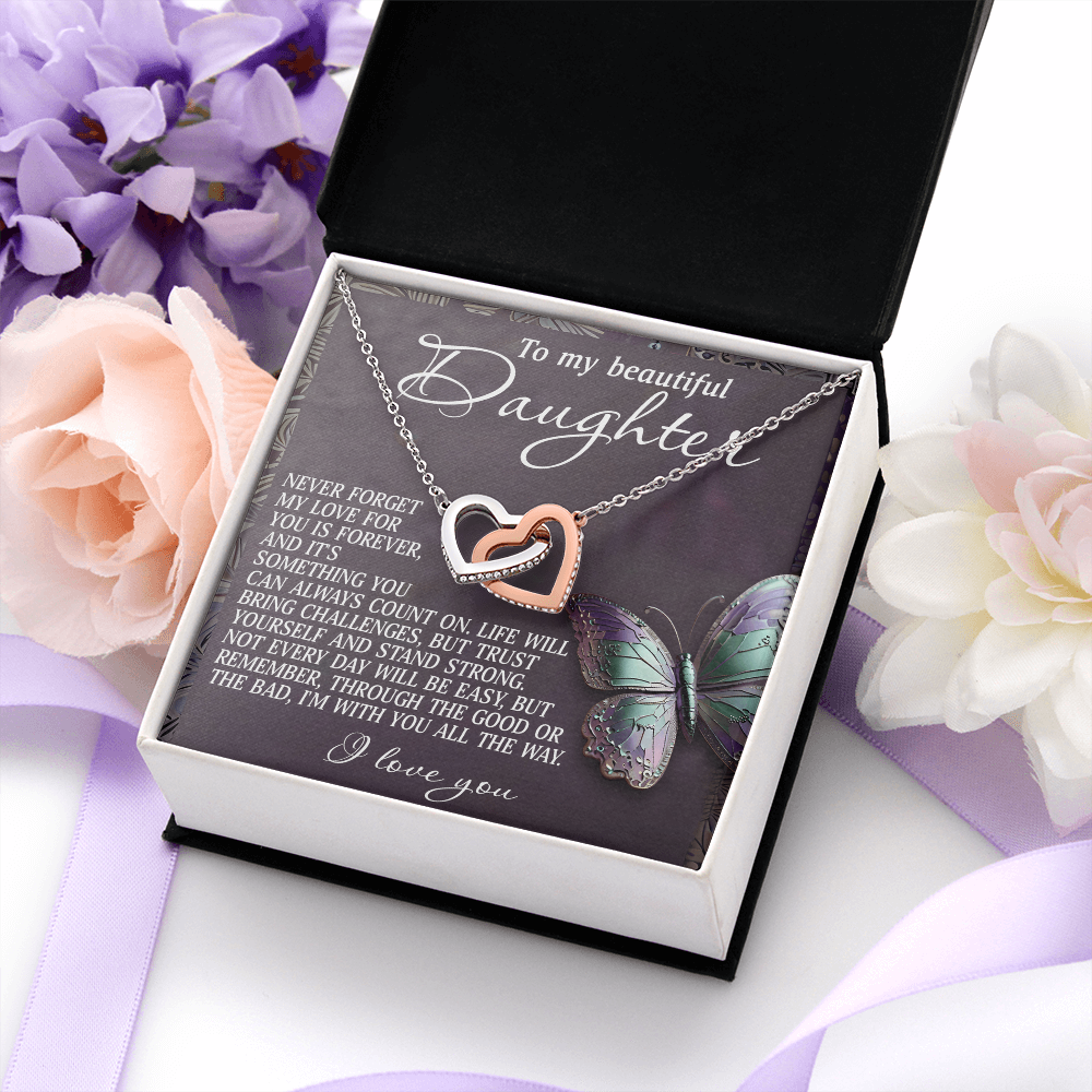 To My Beautiful Daughter Necklace, Daughter Necklace From Daddy Heart, My Daughter Is My Valentine, Father Daughter Gifts Necklace