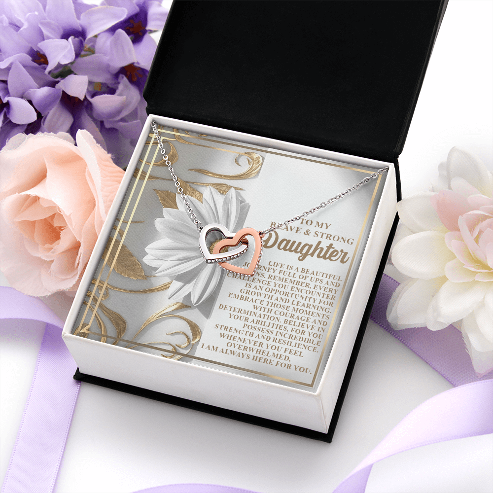 To My Brave & Strong Daughter Necklace, Jewelry For Daughter From Dad, Daughter Gifts From Mom And Dad, For My Daughter Necklace